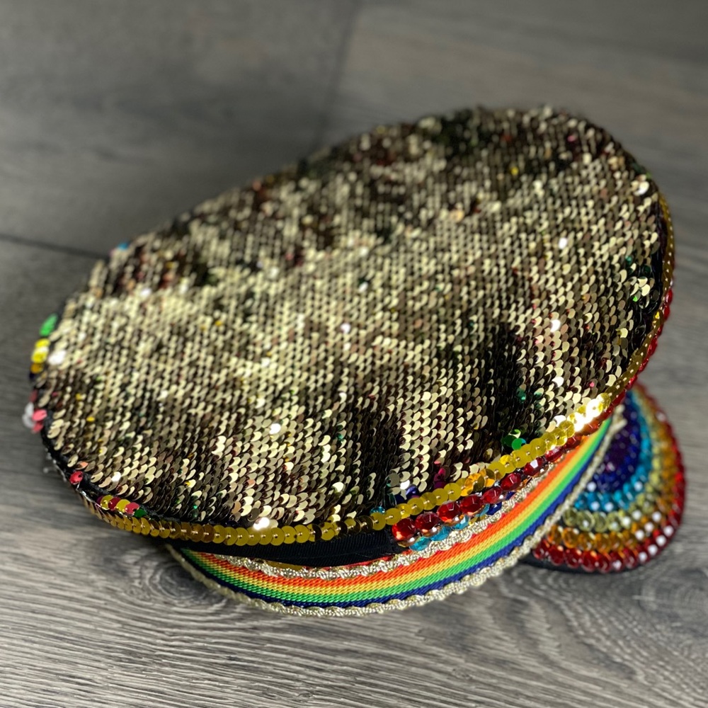 RAINBOW PRIDE SEQUIN CAPTAIN HAT - NWT! - Picture 10 of 16